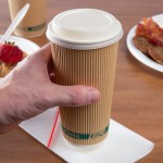 EcoChoice 20 oz. Sleeveless Ripple Kraft Paper Hot Cup and Lid - 100/Case