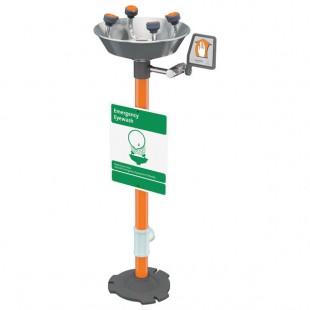 Guardian Equipment G1704P WideArea Pedestal Mounted Eye and Face Wash Station with ABS Plastic Bowl