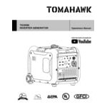 Tomahawk Inverter Series Gasoline-Powered Portable Inverter Generator with Electric Push Start TG5500i - 5,000 / 5,500W, 120/240V Tomahawk Inverter Series Gasoline-Powered Portable Inverter Generator with Electric Push Start TG5500i - 5,000 / 5,500W, 120/240V