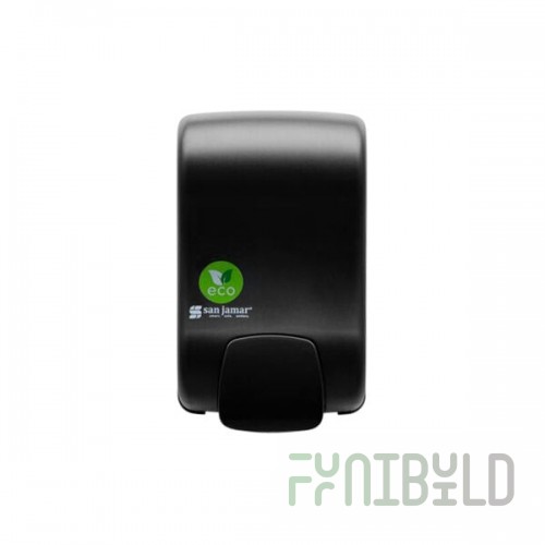 San Jamar Rely EcoLogic S900REBK Black Manual Soap, Sanitizer, and Lotion Dispenser