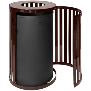 Ex-Cell Kaiser SCTP-40 COF Streetscape Coffee Gloss 45 Gallon Round Outdoor Trash Can