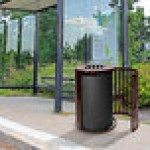 Ex-Cell Kaiser SCTP-40 COF Streetscape Coffee Gloss 45 Gallon Round Outdoor Trash Can