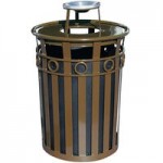 Witt Industries M5001-DT-BK Oakley Standard 50 Gallon Black Steel Decorative Trash Can with Push Door Dome Top Lid Witt Industries M5001-DT-BK Oakley Standard 50 Gallon Black Steel Decorative Trash Can with Push Door Dome Top Lid