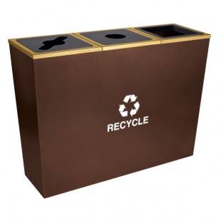 Ex-Cell Kaiser RC-MTR-3 HCPR Metro Collection 54 Gallon Hammered Copper Rectangular Three Stream Tapered Recycling Bin Ex-Cell Kaiser RC-MTR-3 HCPR Metro Collection 54 Gallon Hammered Copper Rectangular Three Stream Tapered Recycling Bin