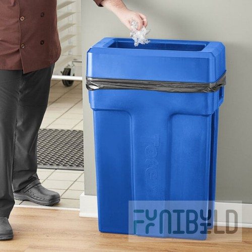 Toter Slimline 23 Gallon Blue Trash Can with Blue Drop Shot Lid