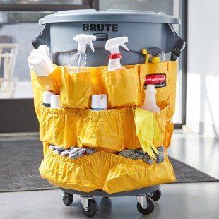 Rubbermaid® BRUTE 32 Gallon Gray Round Trash Can, Lid, Caddy Bag, and Dolly Kit