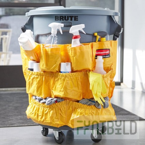 Rubbermaid® BRUTE 32 Gallon Gray Round Trash Can, Lid, Caddy Bag, and Dolly Kit