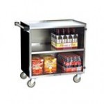 Lakeside 644RM 3 Shelf Medium Duty Stainless Steel Utility Cart with Enclosed Base and Red Maple Finish - 22 1/2