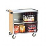 Lakeside 644RM 3 Shelf Medium Duty Stainless Steel Utility Cart with Enclosed Base and Red Maple Finish - 22 1/2