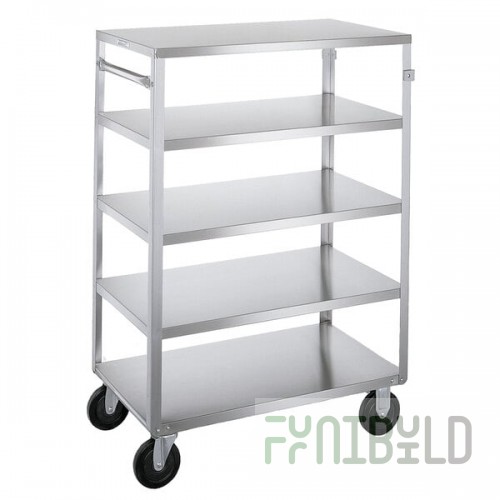 Lakeside 357 Medium-Duty Stainless Steel Five Shelf Utility Cart with 3 Edges Up and 1 Down - 32 1/8
