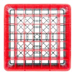 Noble Warewashing 49-Compartment Gray Full-Size Glass Rack with 4 Red Extenders