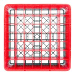 Noble Warewashing 49-Compartment Gray Full-Size Glass Rack with 4 Red Extenders
