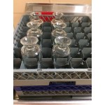 Noble Warewashing 49-Compartment Gray Full-Size Glass Rack with 4 Red Extenders