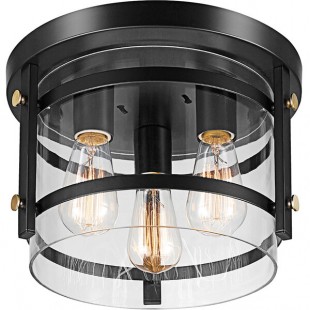 Globe Contemporary Dark Bronze / Brass Flush Mount Light - 120V, 60W