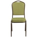 Flash Furniture FD-C01-GV-8-GG Hercules Moss Fabric Crown Back Stackable Banquet Chair with Gold Vein Frame
