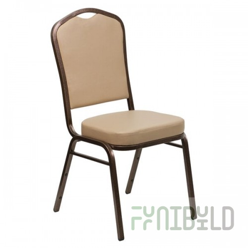 Flash Furniture FD-C01-COPPER-TN-VY-GG Hercules Tan Vinyl Crown Back Stackable Banquet Chair with Copper Vein Frame