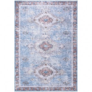 Abani Molana Collection 4' x 6' Beige / Blue Vintage Medallion Area Rug