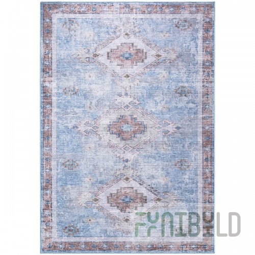 Abani Molana Collection 4' x 6' Beige / Blue Vintage Medallion Area Rug