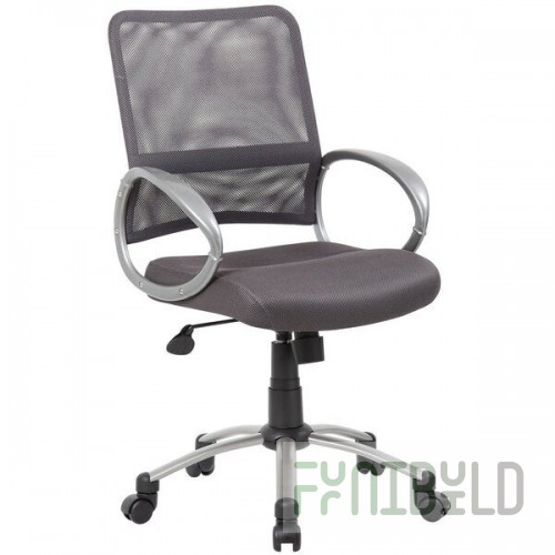 Boss B6416-CG Charcoal Gray Mesh Task Chair with Pewter Finish and Casters