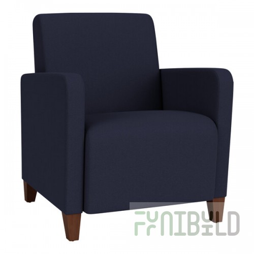 Lesro Ravenna Open House Navy Fabric Guest Arm Chair with Walnut Wood Legs