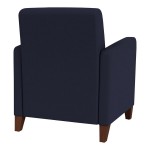 Lesro Ravenna Open House Navy Fabric Guest Arm Chair with Walnut Wood Legs Lesro Ravenna Open House Navy Fabric Guest Arm Chair with Walnut Wood Legs