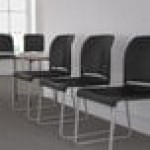 Flash Furniture Hercules Black Full-Back Contoured Stacking Chair with Gray Sled Base