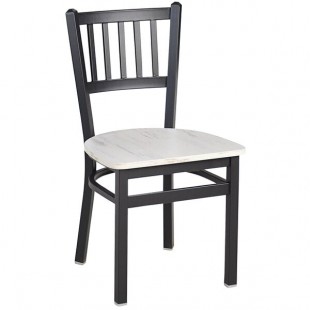 BFM Seating Troy Sand Black Steel Slat Back Chair with Relic Antique Wash Melamine Seat BFM Seating Troy Sand Black Steel Slat Back Chair with Relic Antique Wash Melamine Seat