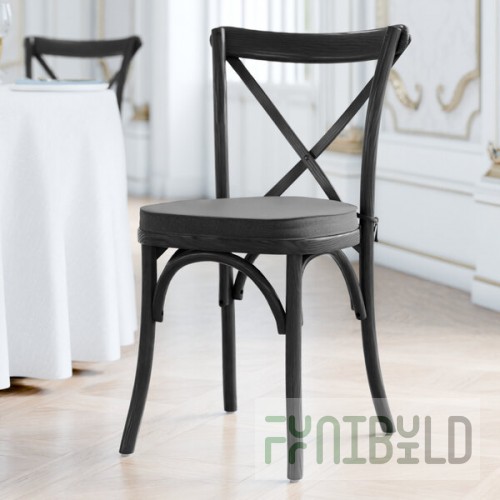 Lancaster Table & Seating Vineyard Smokey Black Wood Cross Back Chair with 2