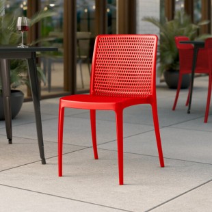Lancaster Table & Seating Rio Buoy Red Resin Side Chair Lancaster Table & Seating Rio Buoy Red Resin Side Chair