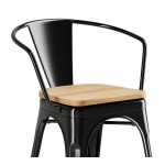 Lancaster Table & Seating Alloy Onyx Black Indoor Arm Chair with Natural Wood Seat Lancaster Table & Seating Alloy Onyx Black Indoor Arm Chair with Natural Wood Seat