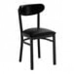 Lancaster Table & Seating Boomerang Black Finish Chair with Black Vinyl Seat and Back Lancaster Table & Seating Boomerang Black Finish Chair with Black Vinyl Seat and Back