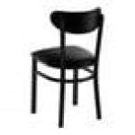 Lancaster Table & Seating Boomerang Black Finish Chair with Black Vinyl Seat and Back Lancaster Table & Seating Boomerang Black Finish Chair with Black Vinyl Seat and Back