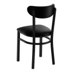 Lancaster Table & Seating Boomerang Black Finish Chair with Black Vinyl Seat and Back Lancaster Table & Seating Boomerang Black Finish Chair with Black Vinyl Seat and Back