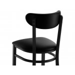 Lancaster Table & Seating Boomerang Black Finish Chair with Black Vinyl Seat and Back Lancaster Table & Seating Boomerang Black Finish Chair with Black Vinyl Seat and Back