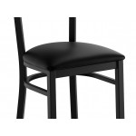 Lancaster Table & Seating Boomerang Black Finish Chair with Black Vinyl Seat and Back Lancaster Table & Seating Boomerang Black Finish Chair with Black Vinyl Seat and Back