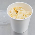 Choice 16 oz. White Double Poly-Coated Paper Food Cup with Vented Plastic Lid - 25/Pack