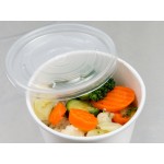 Choice 16 oz. White Double Poly-Coated Paper Food Cup with Vented Plastic Lid - 25/Pack