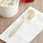 Choice Beige Heavy Weight Polystyrene Plastic Soup Spoon - 100/Pack