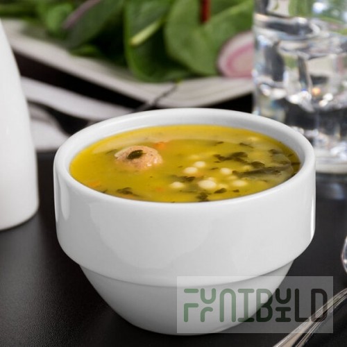 Libbey Slenda 8 oz. Royal Rideau White Stacking Porcelain Bouillon - Sample