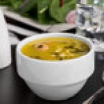 Libbey Slenda 8 oz. Royal Rideau White Stacking Porcelain Bouillon - Sample