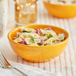 Acopa Capri 19 oz. Mango Orange Stoneware Bistro Bowl - Sample