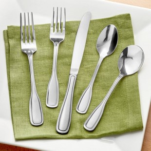 Acopa Saxton 18/0 Stainless Steel Heavy Weight Flatware 5-Piece Set - Sample