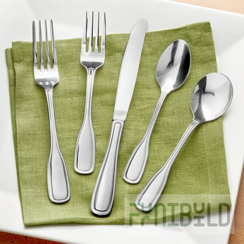 Acopa Saxton 18/0 Stainless Steel Heavy Weight Flatware 5-Piece Set - Sample