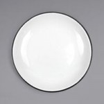 Crow Canyon Home V34BLU Vintage 3 Qt. White Enamelware Roasting Pan with Blue Rolled Rim