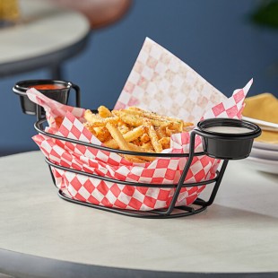 American Metalcraft BSKB96 Black Oblong Wire Basket with Ramekin Holders - 9 American Metalcraft BSKB96 Black Oblong Wire Basket with Ramekin Holders - 9