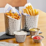 Acopa 16 oz. Hammered Stainless Steel Appetizer / French Fry Holder with Flat Top Acopa 16 oz. Hammered Stainless Steel Appetizer / French Fry Holder with Flat Top