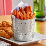 Acopa 16 oz. Hammered Stainless Steel Appetizer / French Fry Holder with Flat Top Acopa 16 oz. Hammered Stainless Steel Appetizer / French Fry Holder with Flat Top