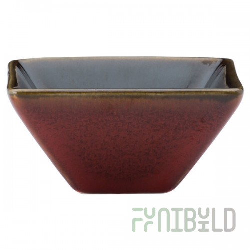 Luzerne Rustic by Oneida 1880 Hospitality L6753074940 2 oz. Crimson Porcelain Square / Triangular Dish - 72/Case