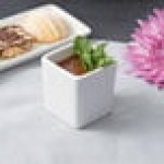 10 Strawberry Street WTR-2SQTBBWLTALL Whittier 3 oz. White Tall Square Porcelain Tid Bit Bowl - 36/Case