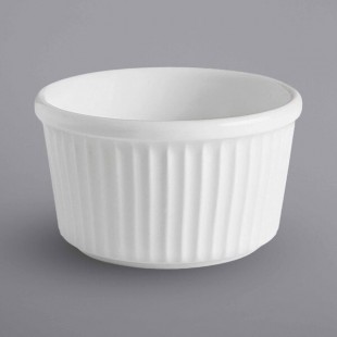 Corona by GET Enterprises PA1101707324 Actualite 6.8 oz. Bright White Fluted Porcelain Ramekin with Ribbed Texture - 24/Case Corona by GET Enterprises PA1101707324 Actualite 6.8 oz. Bright White Fluted Porcelain Ramekin with Ribbed Texture - 24/Case